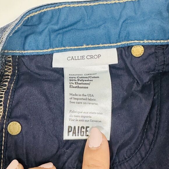 PAIGE Callie Crop Mid Rise Denim Blue Jeans Women Size 26x26 EUC - Picture 5 of 10